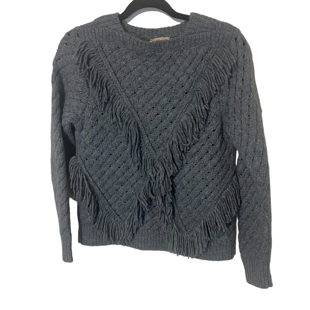 Rebecca Taylor Women's Size XS Blue Fringe‎ 70% Wool Sweater
